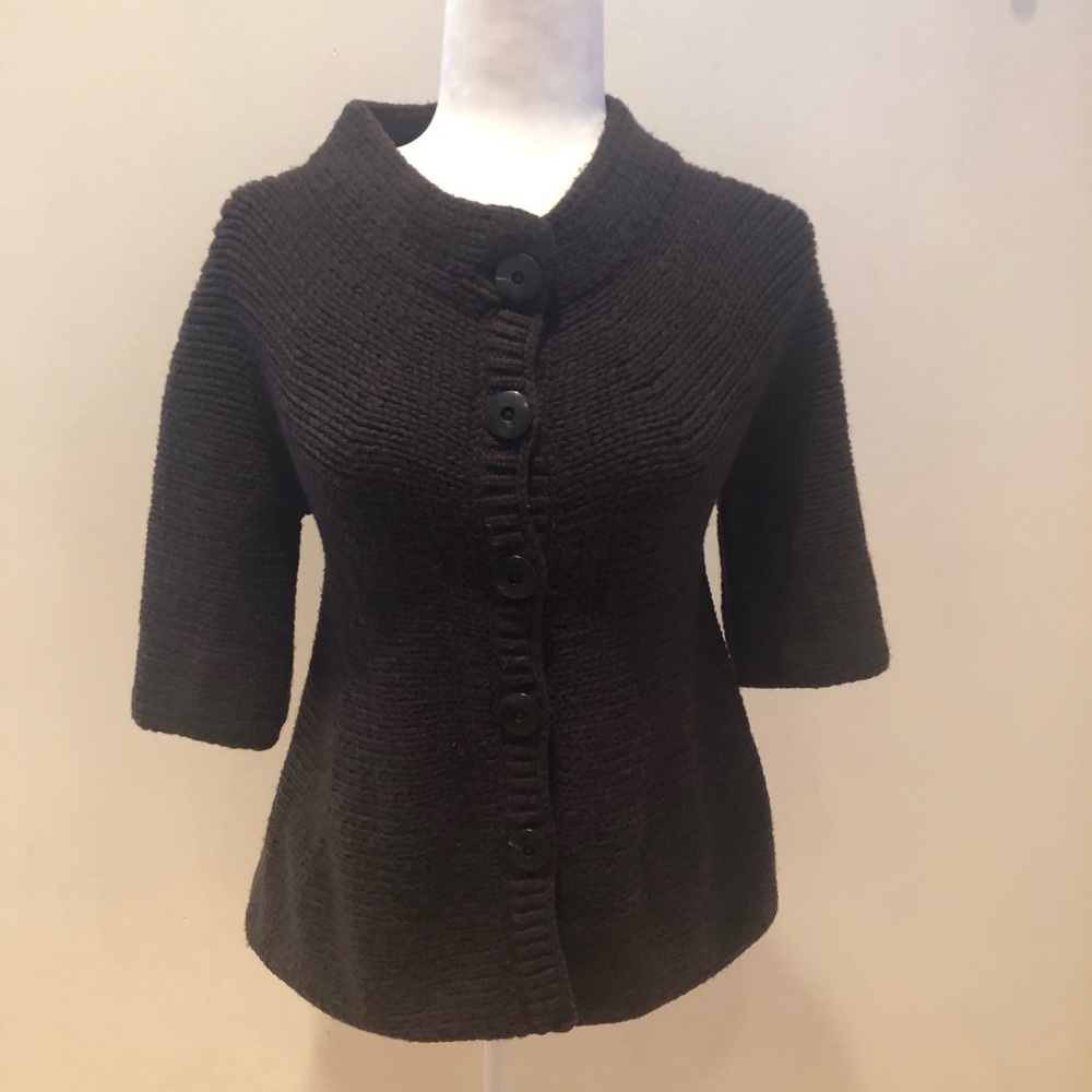 VINCE Wool Chunky Knit Mid Sleeve Button Cardi S